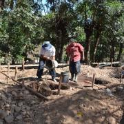 Blocs sanitaires en cours de construction